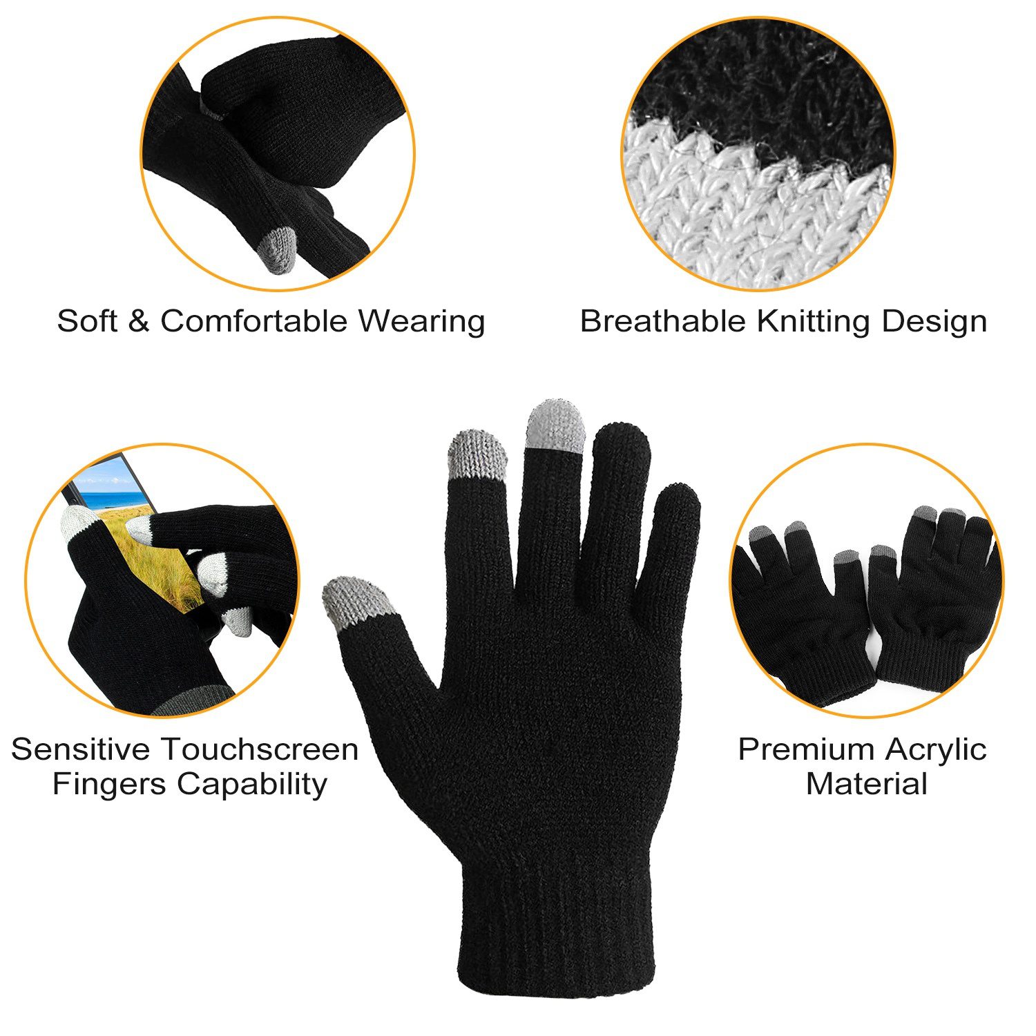 Unisex Touch Screen Gloves Full Finger Winter Warm Knitted Gloves For Warmth Running Cycling Camping Hiking - Image 5