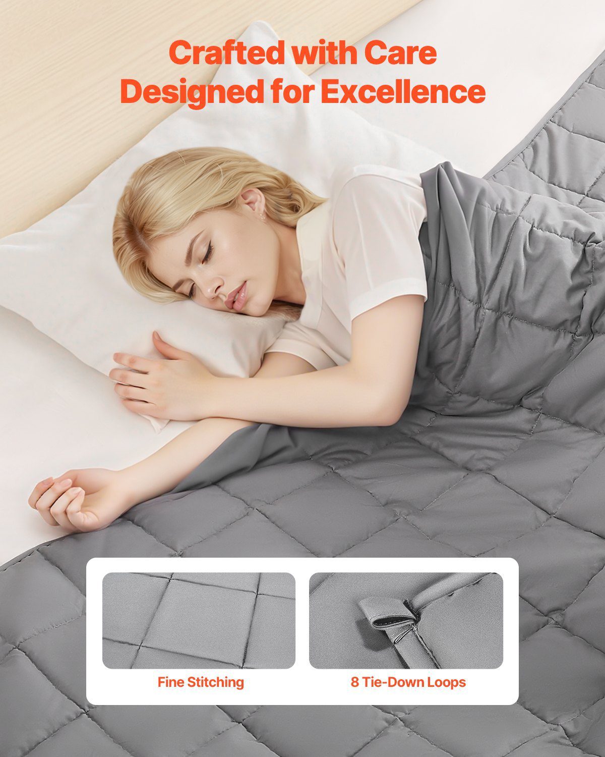Weighted Blanket, 25 Lbs, 88 X 104 In King Size, Cooling Breathable Heavy Blanket With Glass Beads, All-Season Use, Suitable For 250-310 Lbs Adults, Anxiety Stress Relief, Improve Sleep, Grey - Image 4