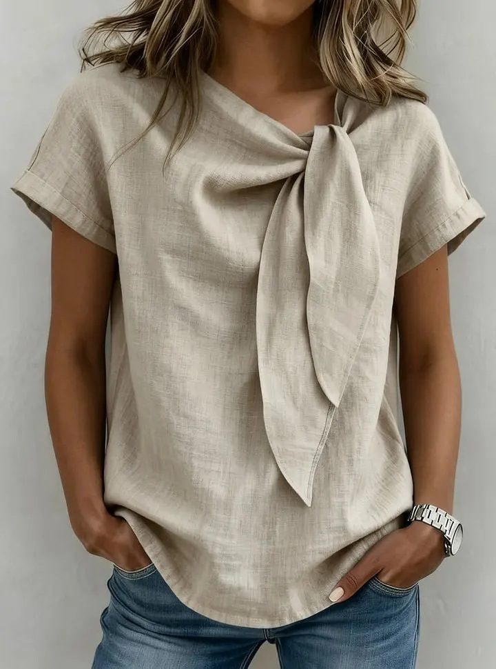 Women's Summer Short Sleeve Casual T-Shirt - Cotton Blend Lightweight Everyday Top For Daily Wear - Image 7