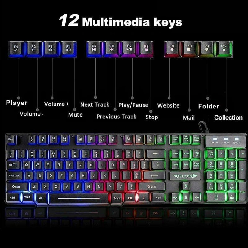 Gaming Keyboard & Mouse & Headset & Mousepad Set RGB Backlit Wired For PC Laptop - Image 9