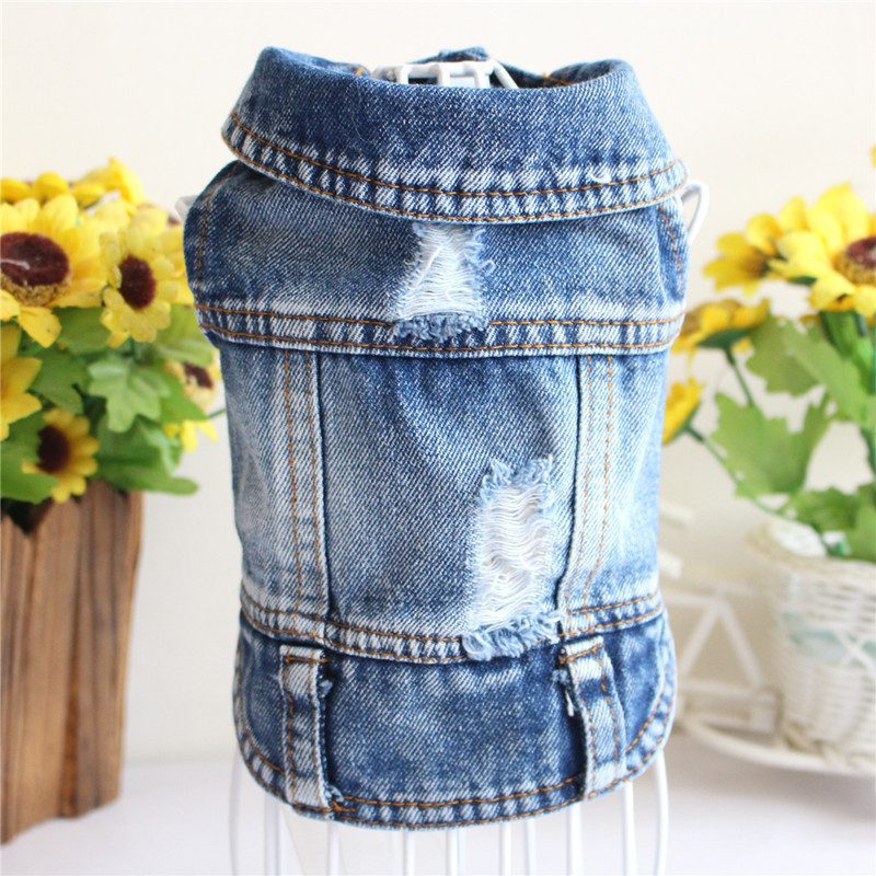 Designer Dog Clothes Small Dog Denim Jacket Coat Cat Costume Puppy Jeans Vest Spring Clothing - Image 4