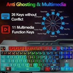104 Keys Wireless Gaming Keyboard Mouse Set Mouse Pad, RGB LED Backlit PC Laptop - Image 2