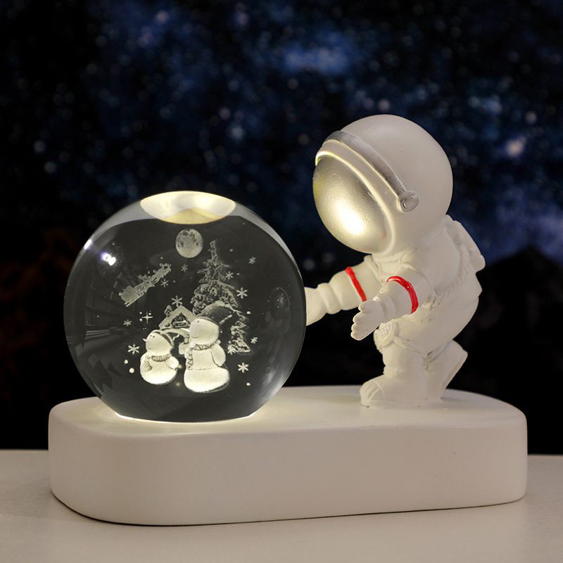 Glowing Planetary Galaxy Astronaut Crystal Ball Night Lights USB Power Warm Bedside Light Brithday Gift Night Lamp - Image 8