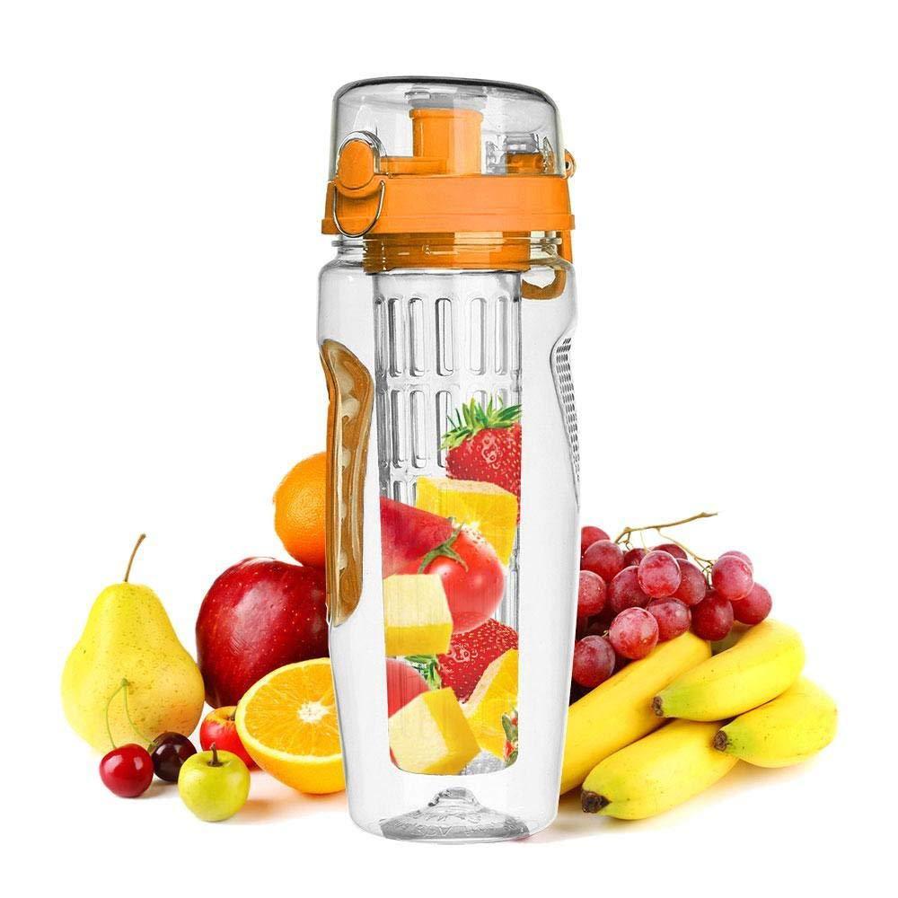زجاجة مياه بنقع الفواكه سعة 32 أونصة، زجاجة ماء بفلتر/ناشر فواكه، بلاستيك خالٍ من BPA، زجاجة رياضية لنقع الفواكه مع مصفاة، زجاجة عصير وشيكر للمشروبات. - الصورة 5