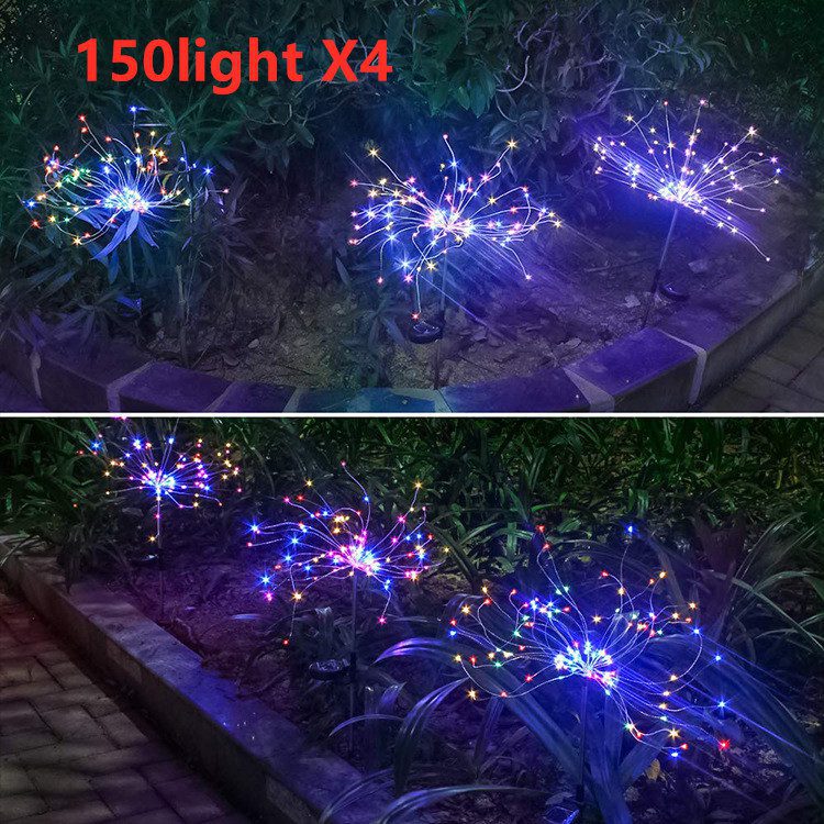إضاءة أرضية تعمل بالطاقة الشمسية بتصميم ألعاب نارية جديد، سلسلة أضواء LED بسلك نحاسي للاستخدام الخارجي، ديكور للحدائق، أضواء على شكل نجوم، وأضواء زينة لعيد الميلاد. - الصورة 9