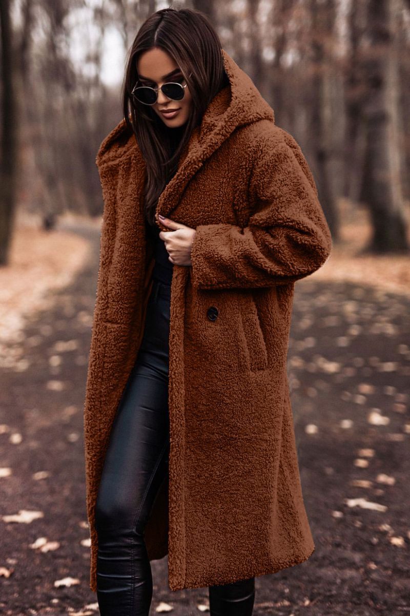 Autumn Winter Fashion Elegant Long Coat Woman Plush Warm Faux Fleece Coat Women Teddy Jacket Female Teddy Coat Outwear Ladies - Image 5