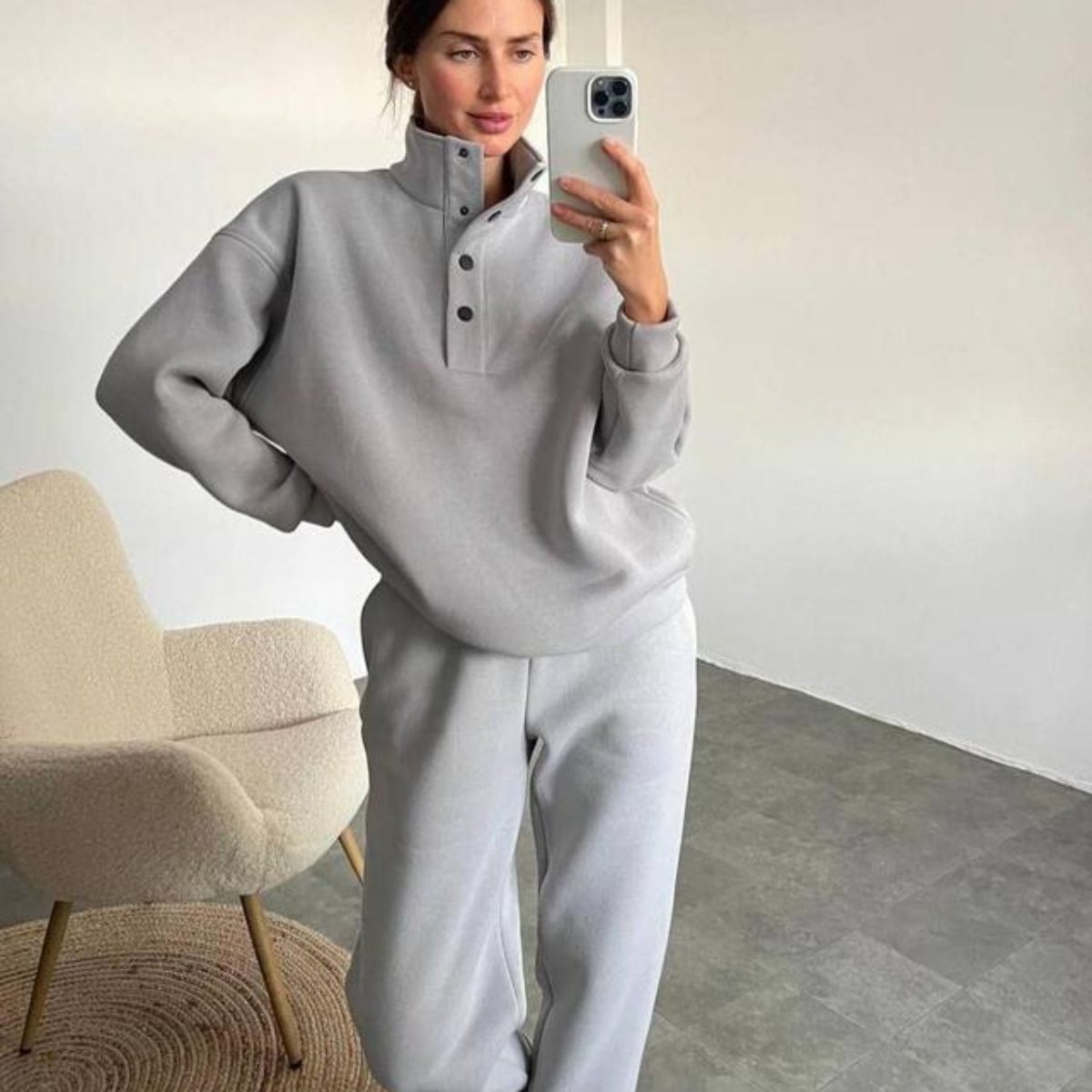 Oversized Solid Casual Pullovers Long Pant Set Warm Hoodie New Tracksuit Suit Fashion Pant Sets Sets For Women 2 Pieces - Image 5