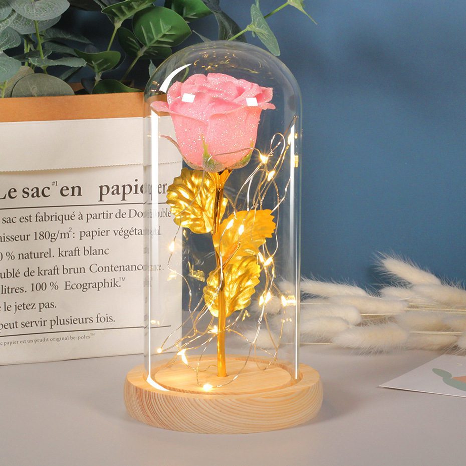 Valentines Day Gift For Girlfriend Eternal Rose Flowers LED Light In Glass Cover Day Wedding Decoration Favors Mother Day Female Gift Gift - Image 6