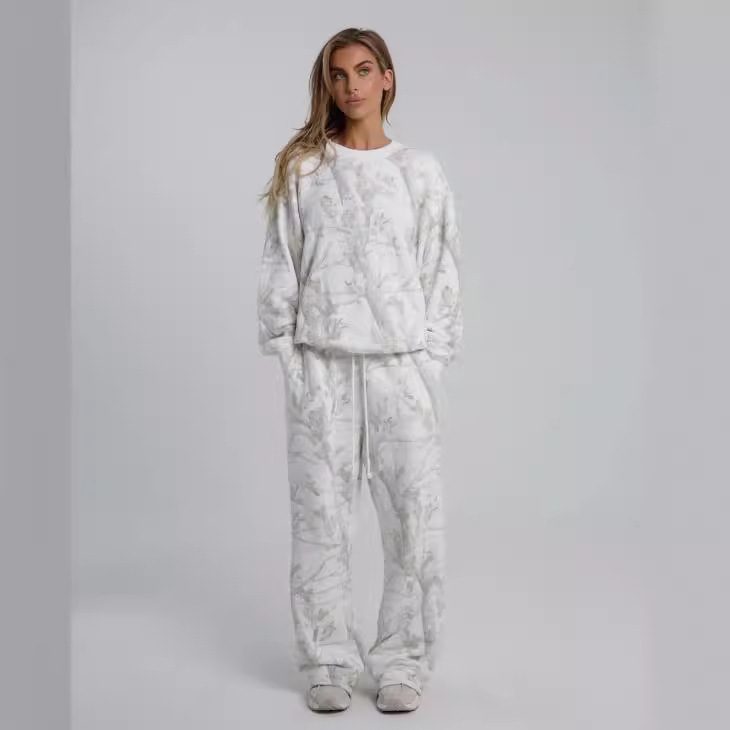 Autumn Winter Two Piece Sets Women Camouflage Hoodie Maple Leaf Print Sweatshirt Suit Sports Hoodie Sportswear - Image 3
