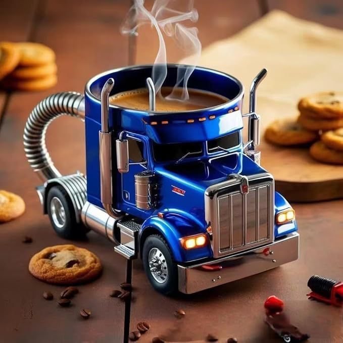 كوب قهوة على شكل شاحنة، كوب قهوة شاحنة نصف مقطورة مصنوع يدويًا، كوب قهوة متين بتصميم شاحنة نصف نقل، أكواب قهوة على شكل شاحنة نصف مقطورة، مناسب للعائلة. - الصورة 6