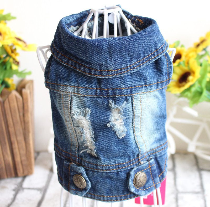 Designer Dog Clothes Small Dog Denim Jacket Coat Cat Costume Puppy Jeans Vest Spring Clothing - Image 7