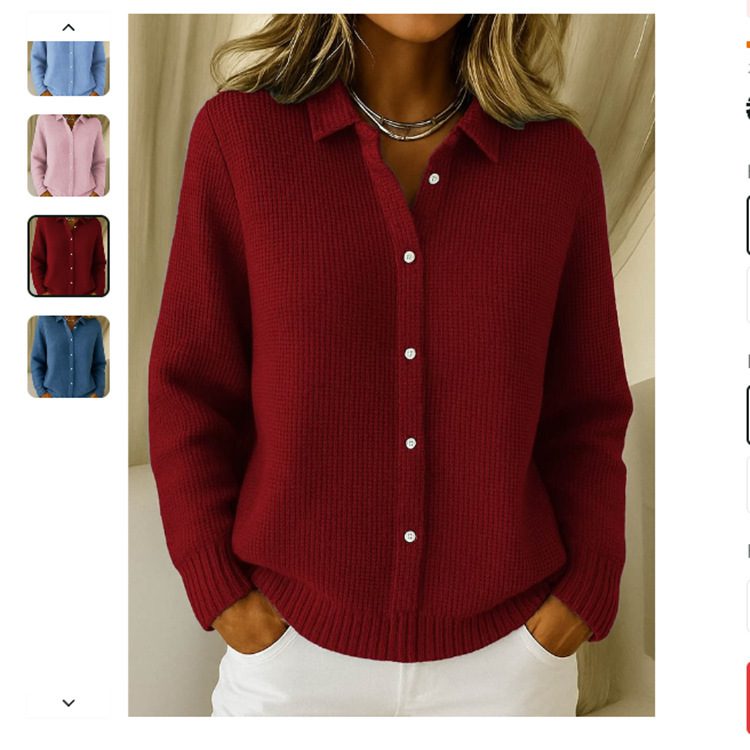 Casual Fashion Button Knitted Lapel Sweater For Women Long Sleeve Knitted Sweaters Tops Winter Jumper - Image 5