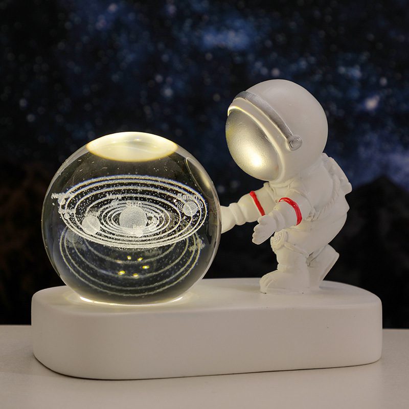 Glowing Planetary Galaxy Astronaut Crystal Ball Night Lights USB Power Warm Bedside Light Brithday Gift Night Lamp - Image 3