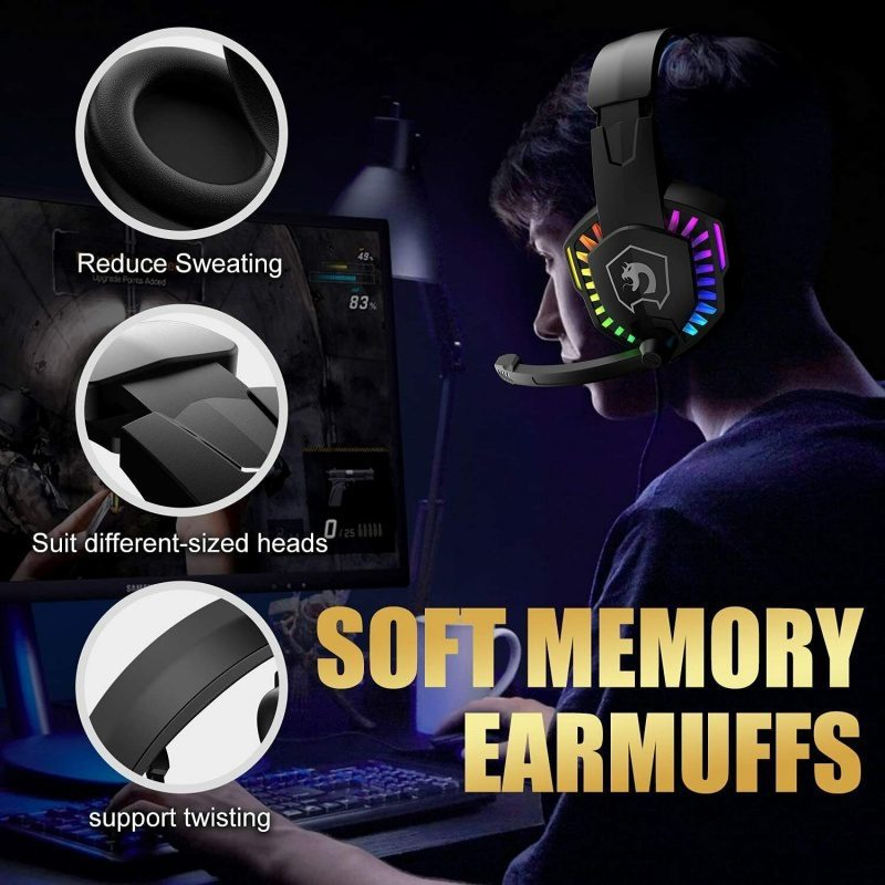 Gaming Keyboard & Mouse & Headset & Mousepad Set RGB Backlit Wired For PC Laptop - Image 3