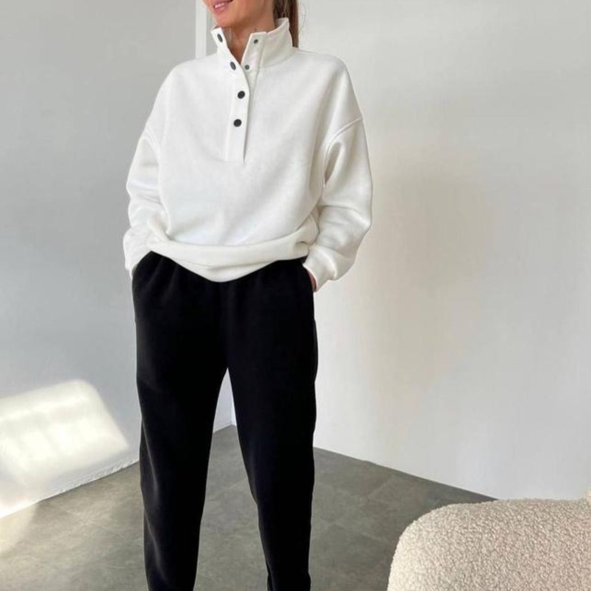 Oversized Solid Casual Pullovers Long Pant Set Warm Hoodie New Tracksuit Suit Fashion Pant Sets Sets For Women 2 Pieces - Image 3
