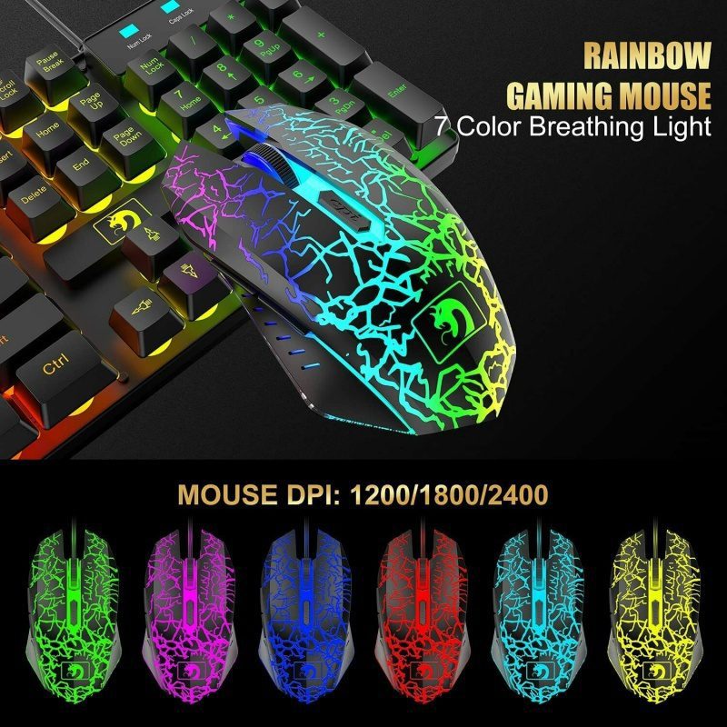 Gaming Keyboard & Mouse & Headset & Mousepad Set RGB Backlit Wired For PC Laptop - Image 10