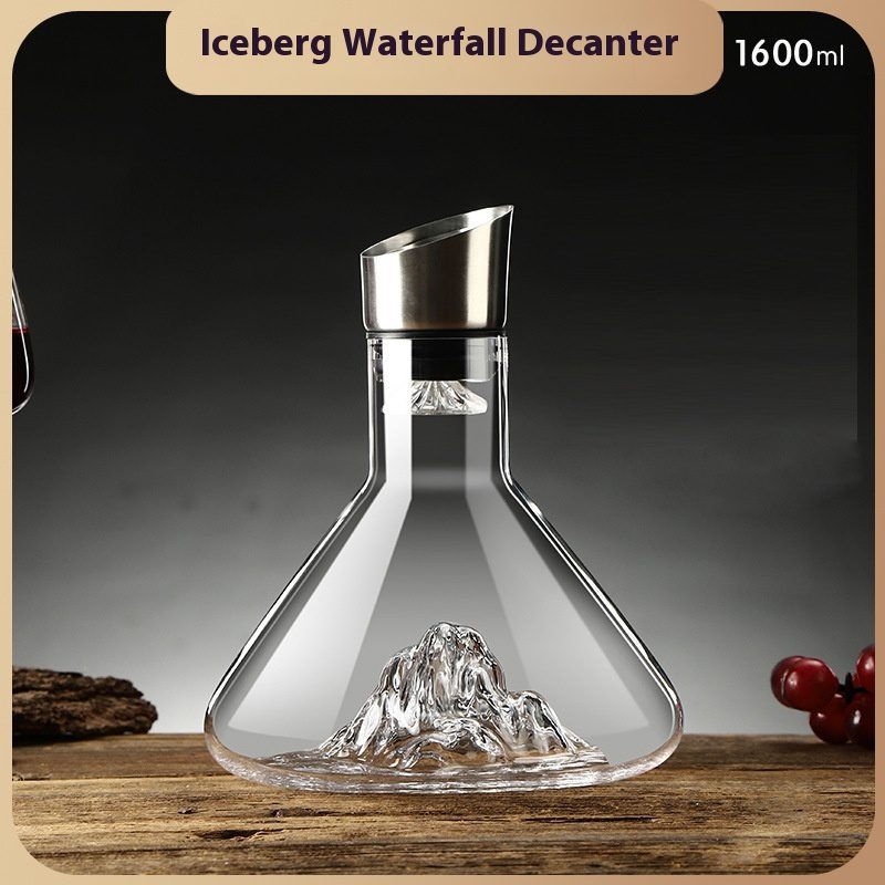 Hot-selling Iceberg Waterfall Wine Decanter Creative Transparent Lead-Free Crystal Glass Wine Dispenser Barware Quick Decanters - Image 8