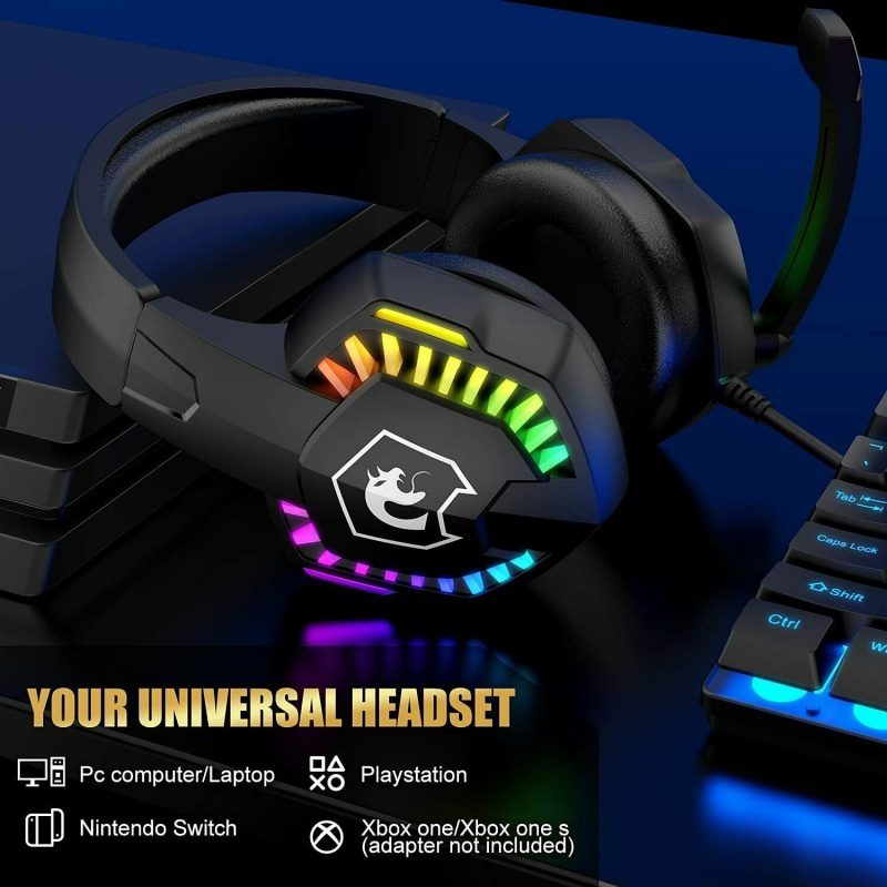 Gaming Keyboard & Mouse & Headset & Mousepad Set RGB Backlit Wired For PC Laptop - Image 6