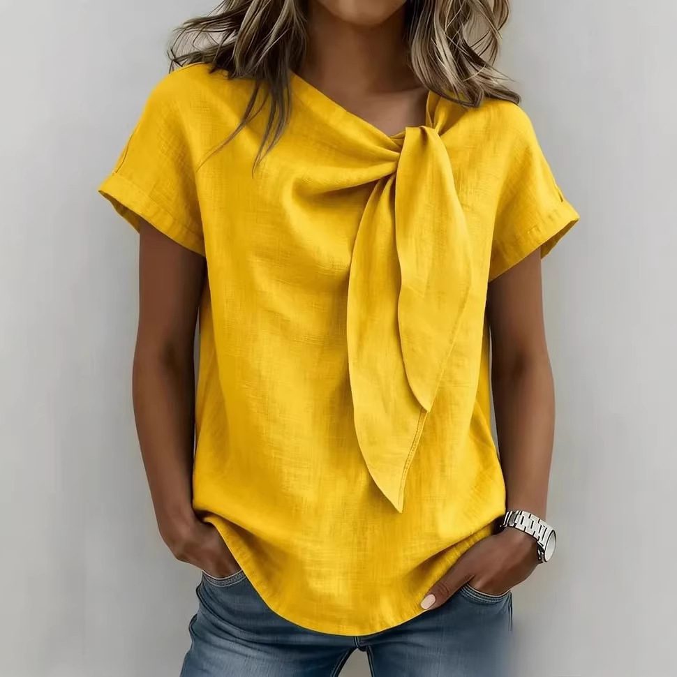 Women's Summer Short Sleeve Casual T-Shirt - Cotton Blend Lightweight Everyday Top For Daily Wear - Image 3