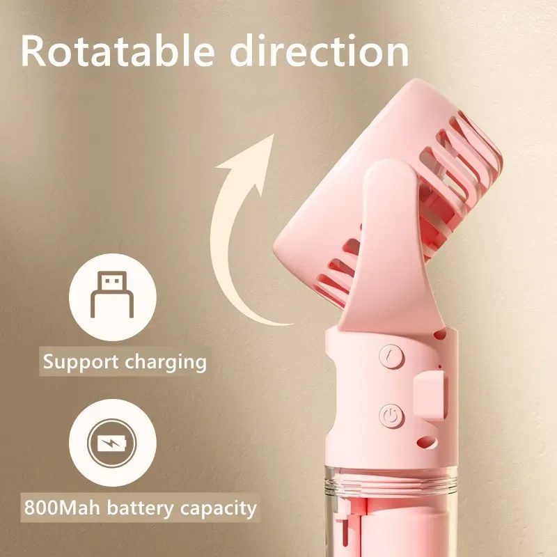 مروحة محمولة يدوية برذاذ ماء، 4 سرعات، مروحة ضباب للتبريد الصيفي، قابلة للشحن عبر USB، مستلزمات صيفية، مروحة صغيرة للاستخدام الخارجي - الصورة 3