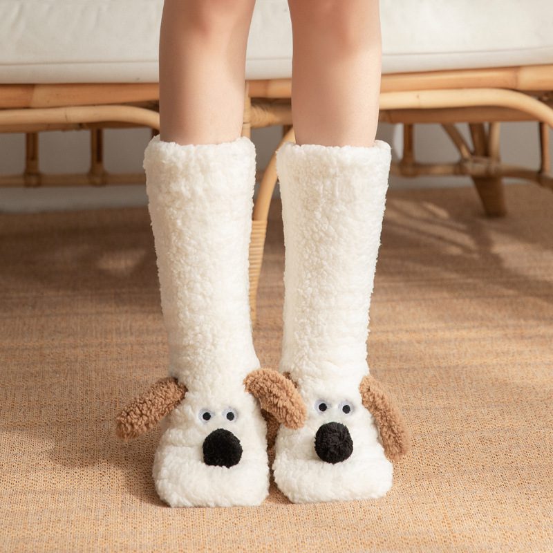 Cute Cartoon Dog Floor Socks Winter Warm Non-slip Plush Socks For Women - Image 6