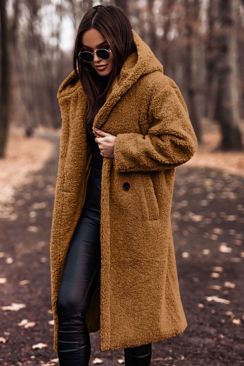 Autumn Winter Fashion Elegant Long Coat Woman Plush Warm Faux Fleece Coat Women Teddy Jacket Female Teddy Coat Outwear Ladies - Image 3
