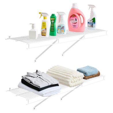 Wire Shelf Kit, 4 Ft, Set Of 2, Wall Mounted Wire Shelves, Heavy-Duty Carbon Steel Hanging Shelf, Floating Wall Storage Shelves With Dip Coating, For Closet, Bedroom, Living Room, Office, Pantry