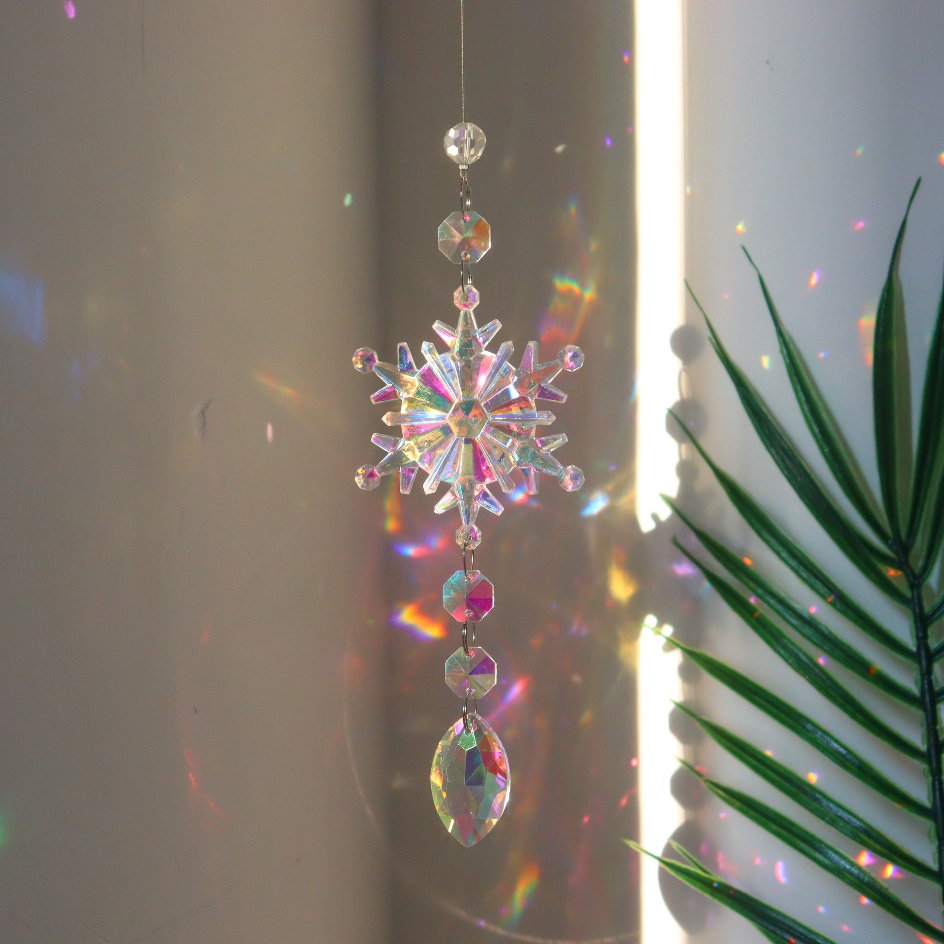 Christmas Colorful Snowflake Crystal Sun Catcher Ice Pillar Pendant Window Christmas Tree Decoration Party Pendant Christmas Decorations - Image 5