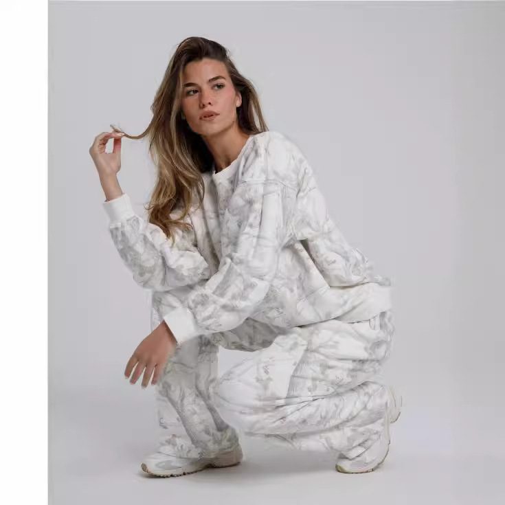 Autumn Winter Two Piece Sets Women Camouflage Hoodie Maple Leaf Print Sweatshirt Suit Sports Hoodie Sportswear - Image 5