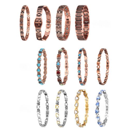 Magnetic Retro And Stylish Open Design Red Copper Bracelet - Image 5