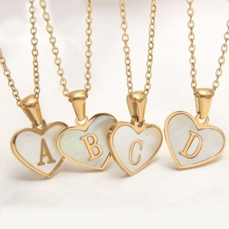 26 Letter Heart-shaped Necklace White Shell Love Clavicle Chain Fashion Personalized Necklace For Women Jewelry Valentine's Day - Image 4