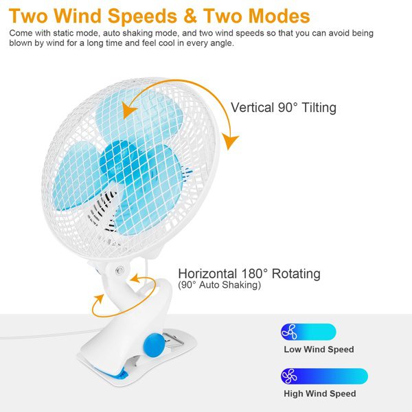 3-in-1 Clip On Fan, Quiet Small Desk Fan With 2 Speeds & Auto Oscillation, Clamp Fan For Office Bedroom Stroller, Safe For Baby - Image 10