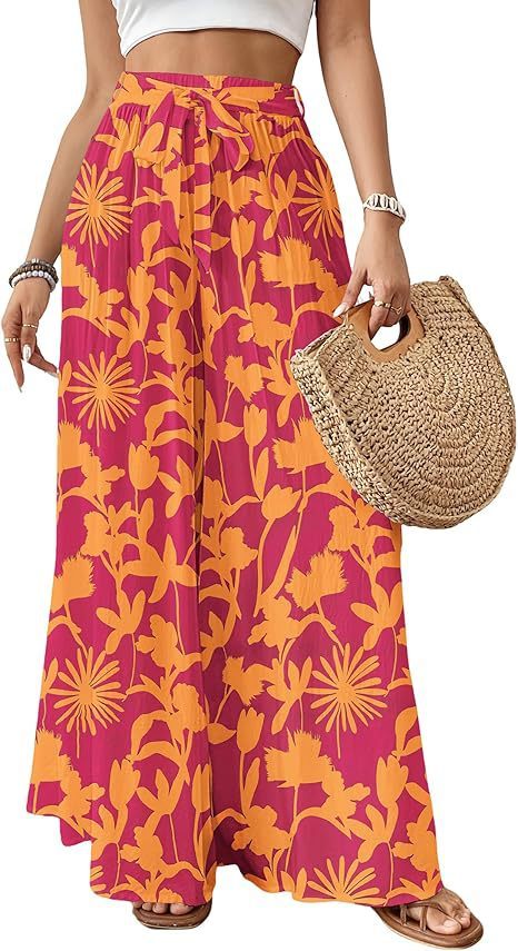Womens Flowing Floral Wide-Leg Pants - Image 7