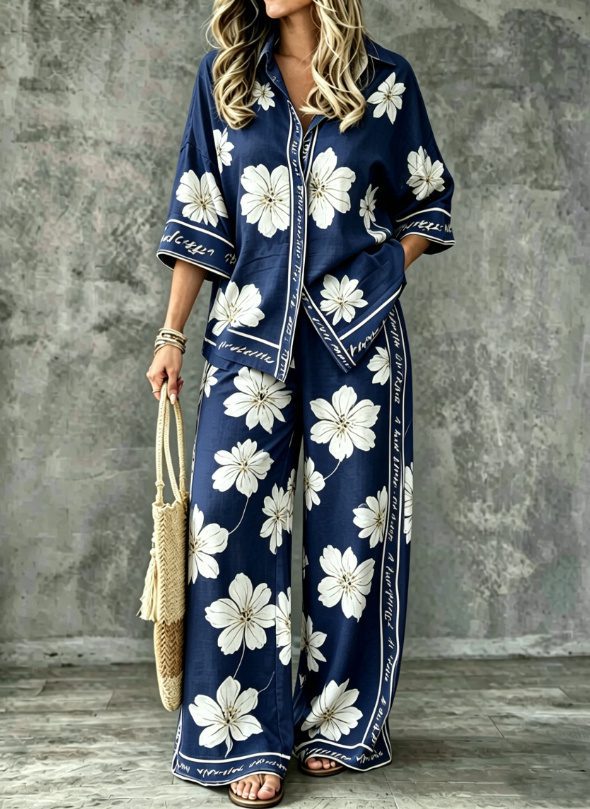 SpringSummer Digital-Print Shirt And Pants Set - Image 9