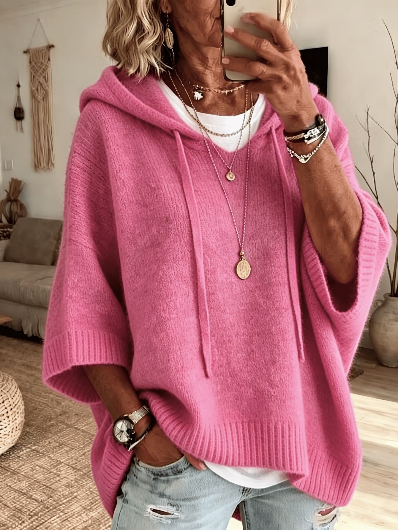 Womens Knitted New-Style Hooded Drawstring Sweater - Image 10