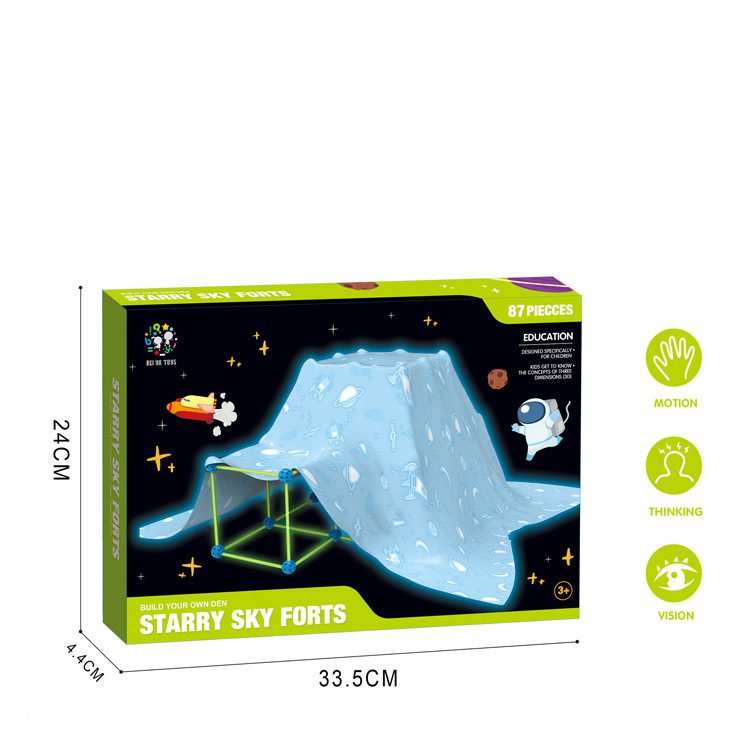 مجموعة بناء حصون (Fort Building Kit) – ألعاب تركيب للأطفال لبناء الخيام والقلاع والأنفاق، لعبة منزل ثلاثي الأبعاد DIY هدية للأطفال - الصورة 4
