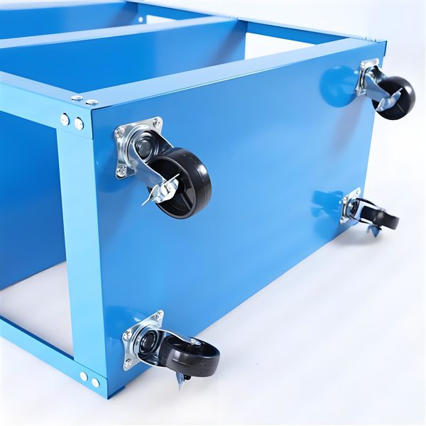 Upgrade 3-Tier Rolling Tool Cart With Lockable Wheels, Heavy Duty Steel Utility Cart, Kitchen Cart Organizer, Workshop Rolling Serving Cart For Garage, Warehouse, Blue - Image 10