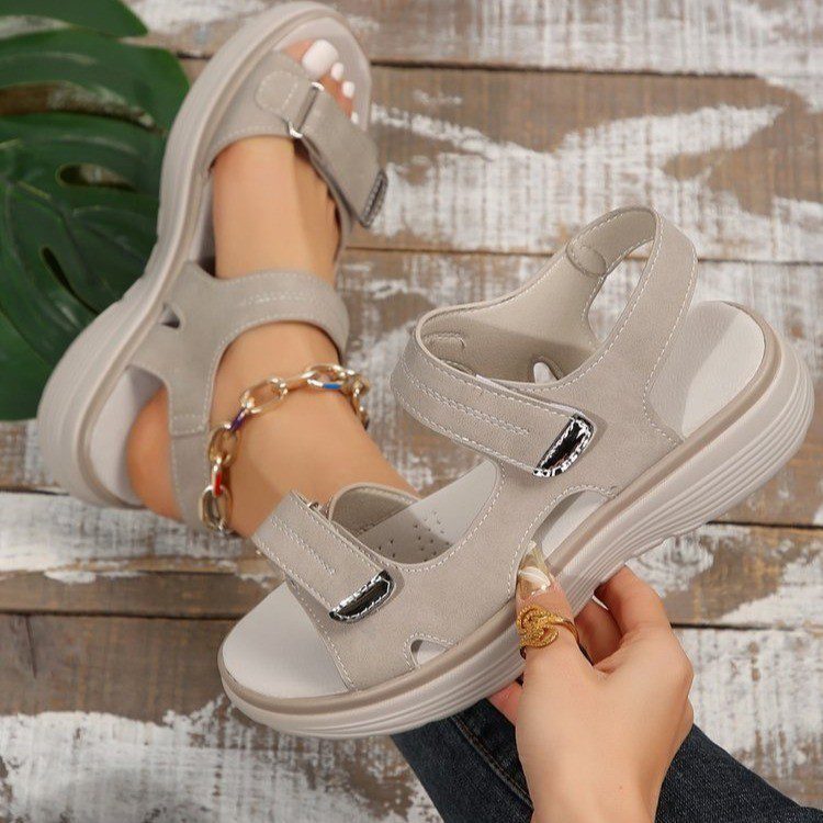 Casual Velcro-design Sandals Summer Comfortable Fish Mouth Sports Sandals Women Lightweight Beach Shoes - Image 5