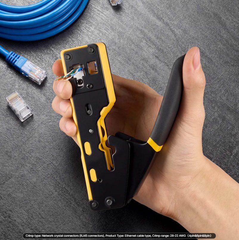 VEVOR Crimping Tool, RJ45-RJ11-RJ12 Ethernet Crimper, Crimp Tool Kit For 4-6-8-Pin Modular Plugs, With Mini Wire Stripper, 50 Connectors And 50 Boots, Replacement Blades, And Network Cable Tester - Image 10