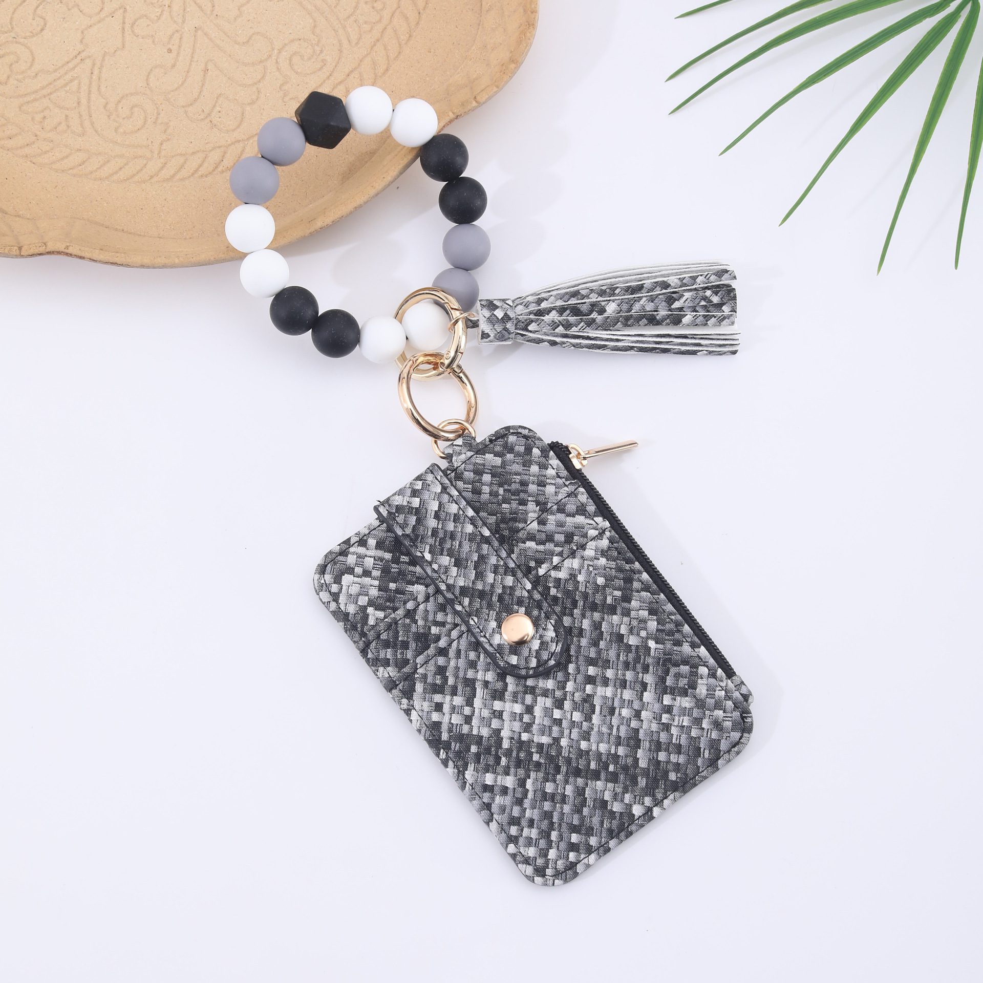 Silicone Bead Bracelet Weaving Pattern Card Holder Coin Purse - Image 6