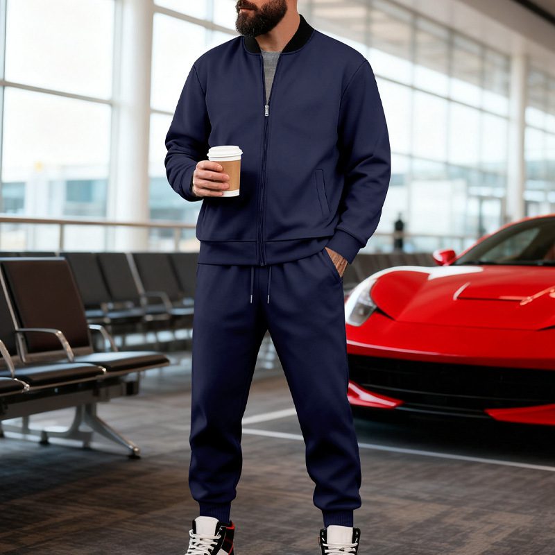 Mens Yolk-zip Baseball Jacket And Sportswear Set - Image 10