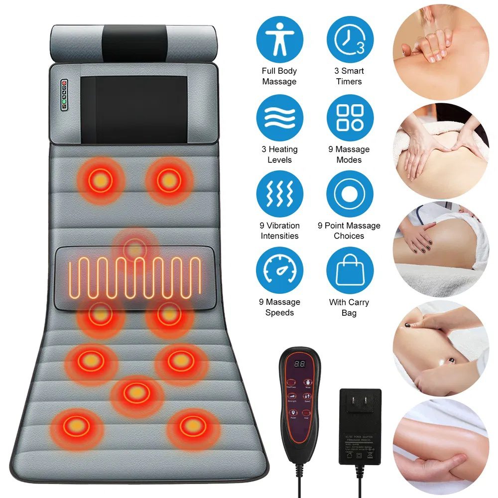 Vibration Massage Mat Full Body & Neck Kneading Massager - 20 Nodes, 3 Massage Modes&Speeds, 9 Vibration Settings, 3-Level Lumbar Heat, Inflatable Waist Pillow - Perfect Gift For Family - Image 6