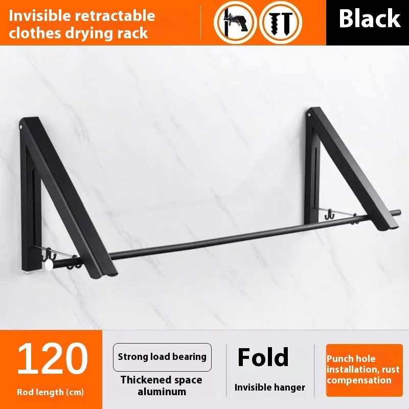 Non Perforated Space Aluminum Foldable Invisible Thick Drying Rack - Image 7