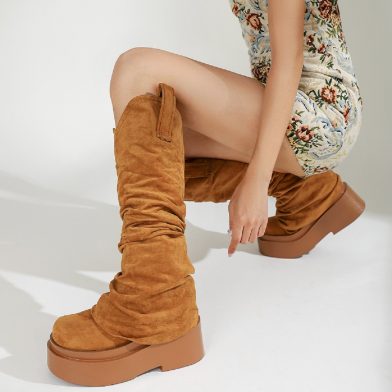 European And American Womens Chunky High Boots