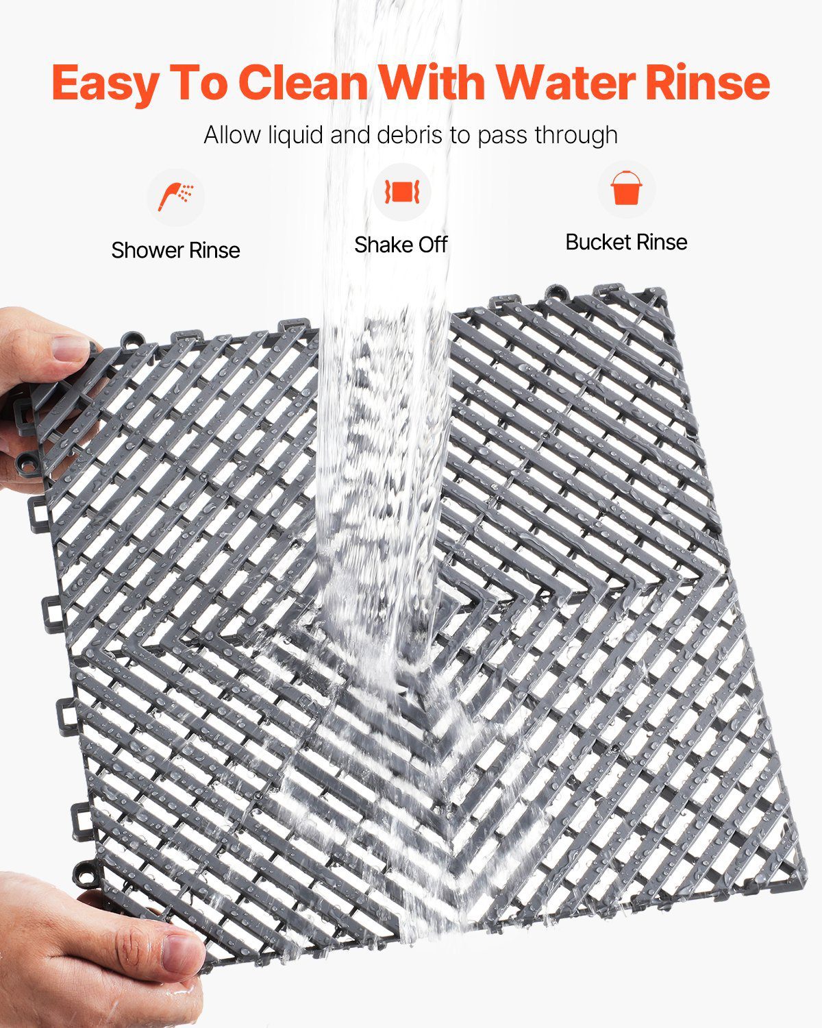 Interlocking Drainage Mat, 12” X 12” Modular Interlocking Cushion, 55 Pcs Splicing Drainage Mats, Non-Slip Gray PP Drainage Floor Tile And Shower Mat, For Garage, Garden, Kitchen & Outdoor - Image 4