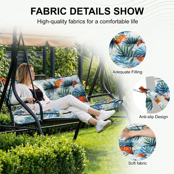 Outdoor Swing Cushions 55Inch,Waterproof 4in Thick Porch Swing Cushion Replacement With Backrest And Ties,Comfortable2-3Seat Pation Swing Pad For Backyard,Garden,Lawn,Outdoor Furniture Qingxin Summer - Image 4