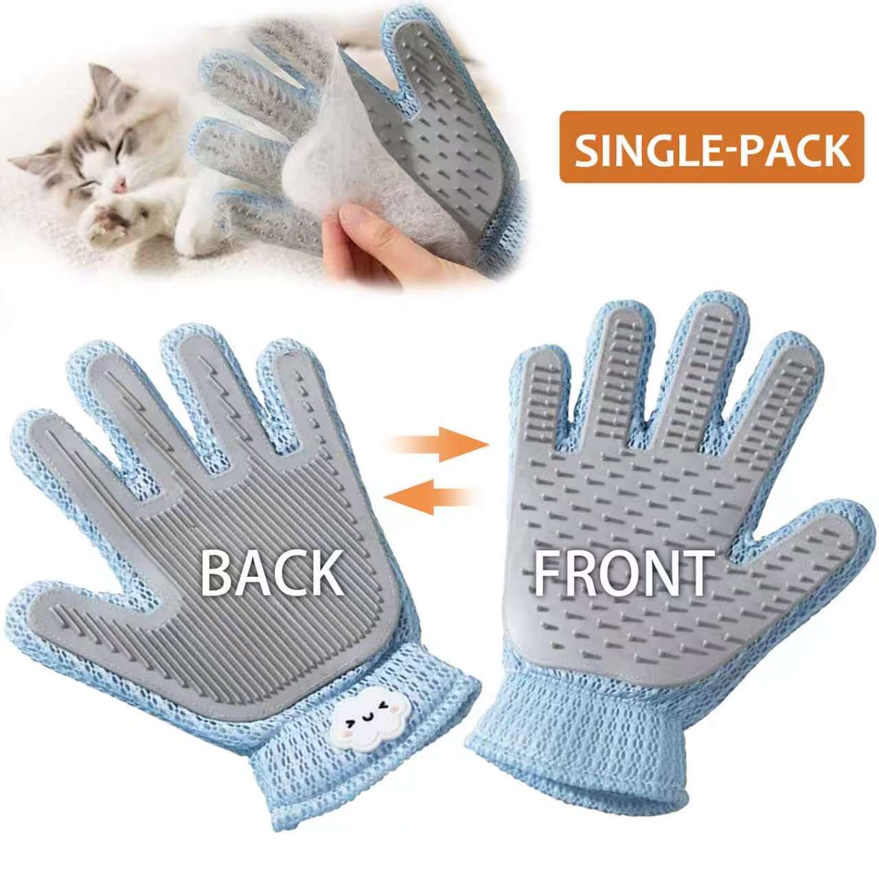 2in1 Double Sided Pet Grooming Glove, Deshedding Massage Brush Mitt For Cats & Dogs, Remove Loose Fur On Pets & Furniture, Easy Clean