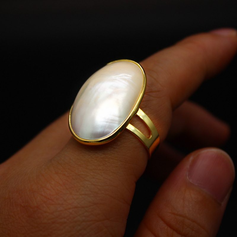 Seawater Starry Sky Blue Mabe Pearl Ring - Image 3