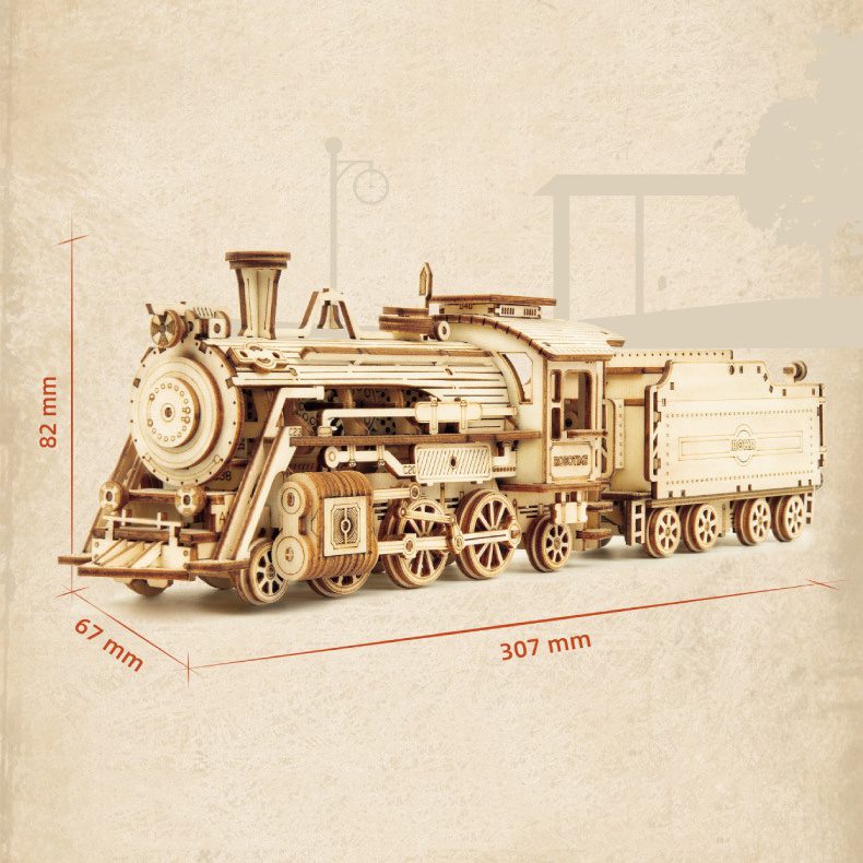 3D Wooden Puzzle Train Model DIY Wooden Train Toy Mechanical Train Model Kit Assembly Model Home Decoration Crafts - Image 10