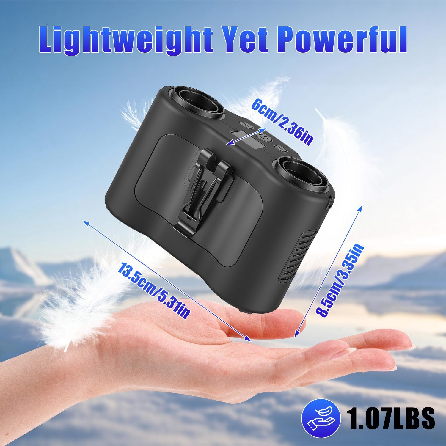 16000mAh 4 In 1 Dual Turbine Waist Clip Fan Wearable Personal Fan Hands Free With 5 Speeds LCD Display Lanyard Double As Power Bank For Jobsites Camping Hiking - Image 8